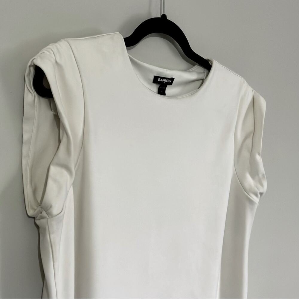 Women’s Express Off-White Elegant Sheath Shift Dress, Thick Lined, Size L - Picture 3 of 5